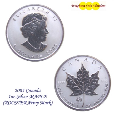 (image for) 2005 1oz Silver Maple - ROOSTER Privy